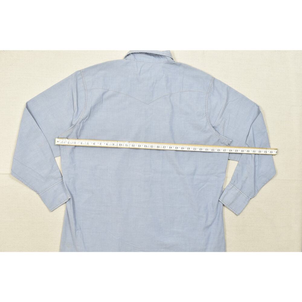 Wrangler Men's 18.5 x 38 Blue Long Sleeve Western Pearl Snap Shirt 70130MW Tall - Picture 2 of 8